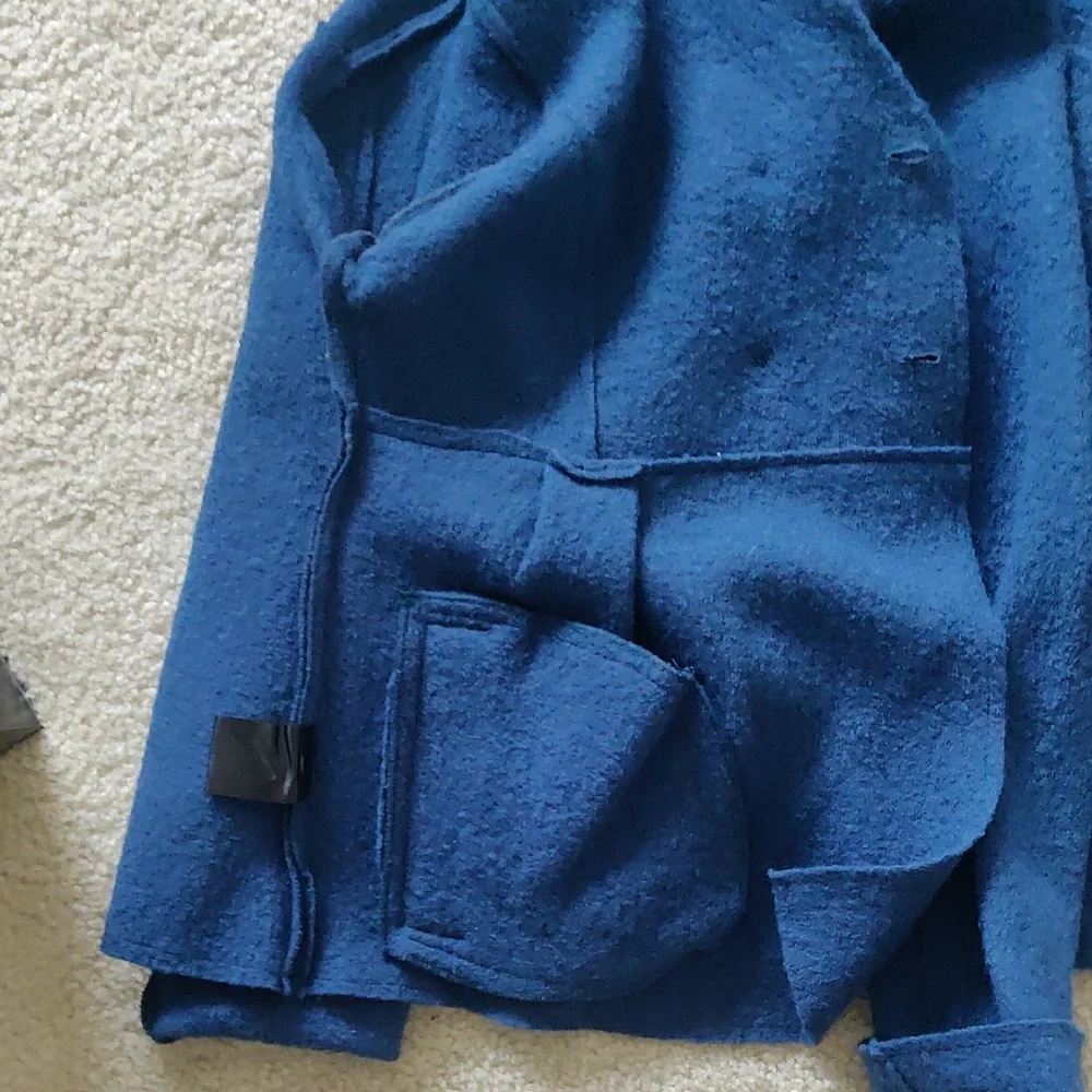 Monterey Bay 100% Wool Women's Blue Double-Breasted Jacket Sz 10